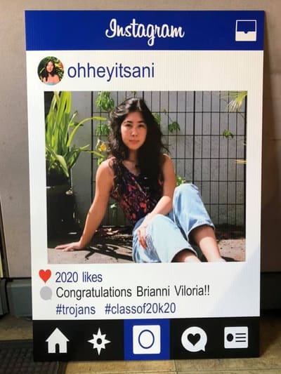 Instagram-frame graduation photo prop printed for a high school graduate