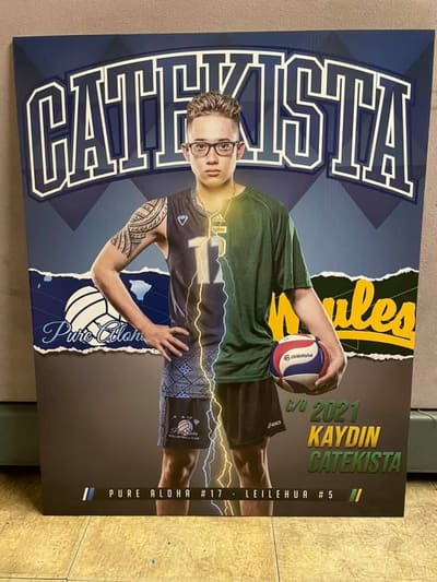 Full-color graduation sign for a high school volleyball player